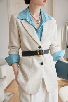 Toamna / iarna 2020 nou haina violet și 2 piese fusta costum ciufulit femei alb-guler rochie de birou costum de lucru