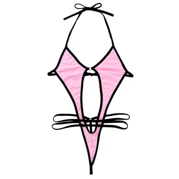 Femei-O bucată de Costume de baie Mini Micro Bikini Set de Plajă, Costume de baie, Lenjerie Ștreangul de Gât Auto-cravată Mare Tăiat Tanga pe Plaja costume de Baie