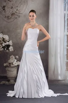 Transport gratuit nou stil alb de mireasa handmade personalizate brautkleid drapat rochie de bal sweetheart dantelă sus kleider rochii de mireasa