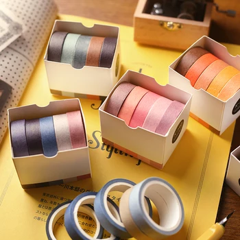 5pcs/set Retro Culoare Solidă Bază Decor Washi Tape Set Diy Album Autocolant Drăguț Kawaii Bandă de Mascare Rechizite Școlare