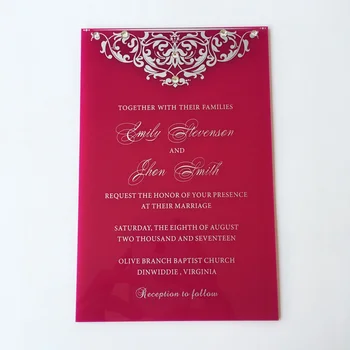 115x175mm Forma de Dreptunghi Burgandy culori Acrilice Invitatie de Nunta Set Carte de 100 de Seturi Per Lot