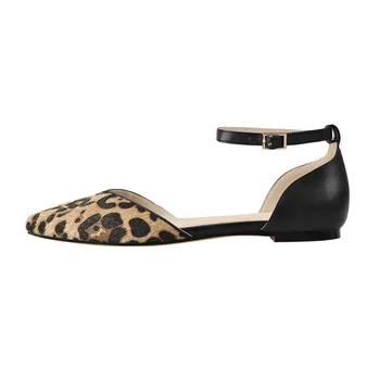 MKKHOU Sandale de Moda pentru Femei Nou Subliniat Gol Leopard de Imprimare Cataramă Pantofi Plat Doamnelor Glezna cu Cataramă Pantofi Singur