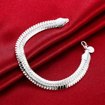 Fabrica de puncte de vânzare de moda 925 Timbru Argintiu culoare Bratara pentru barbati 10MM plat șarpe os lanț de bijuterii de Lux petrecere de Nunta cadouri
