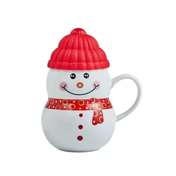 TingKe Nordic de Desene animate Drăguț om de Zăpadă de Crăciun Cana de Ceramica de uz Casnic Moderne Ceramice Ceașcă de Cafea cu Capac Creativ Cadou de Crăciun
