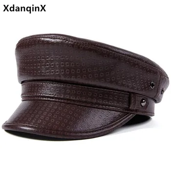 XdanqinX din piele capac naturale piele de oaie piele Militare Pălării pentru bărbați, femei nou trend marci capac plat snapback hat unisex