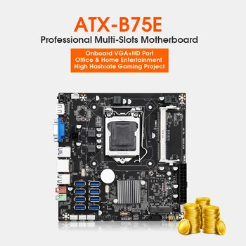 B75E Card de 8 BTC Mining Placa de baza+G1630 CPU+Cablu SATA, 8X USB3.0 să PCIE 1X B75 Chip LGA1155 memorie RAM DDR3 MSATA ETH Miner
