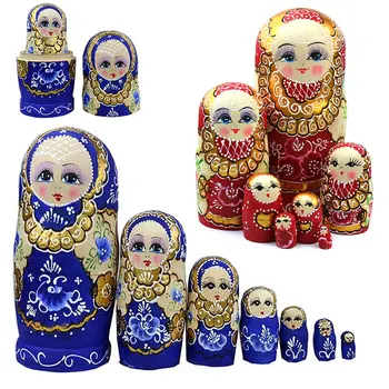 7pcs/set Noi de Lemn, Păpuși Cuiburi rusă Panglica Fată Jucărie Tradițională Matryoshka care Doresc Păpuși pentru Ziua M09