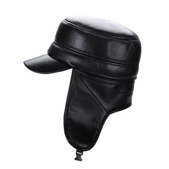 New Sosire piele de Oaie Piele de Pălărie de sex Masculin de Protecție pentru Urechi de Iarna Cald Capac în Vârstă pălărie Bărbați Îngroșat de Agrement Pălărie B-7180