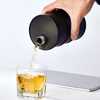 500ml Ulei Tambur Forma Whisky din Oțel Inoxidabil în aer liber Circular de Depozitare Etans Bar de Vinuri Oală Portabil Negru Carafă de Băuturi Balon
