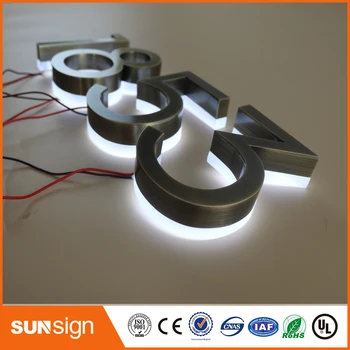 H 20cm 3D Periat din oțel Inoxidabil LED iluminat litere volumetrice semn