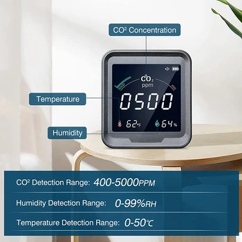 CO2 Detector,3 În 1 de Dioxid de Carbon Detector de Calitate a Aerului Monitor de Temperatură și Umiditate a Aerului Analizor Pentru Interior Biroul de Acasă