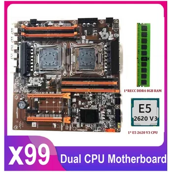 X99 Dual CPU Placa de baza LGA 2011 USB3.0 SATA3 Cu E5 2620 V3 CPU Procesor RECC DDR4 8GB RAM Cu Dual Slot M. 2