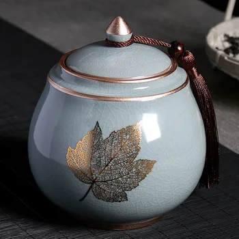 Borcan Din Ceramica Cu Capac De Ceai Caddy Ceai Cutie De Depozitare Vase Ermetice Teabox Organizator Recipient De Tablă Oală Colectorului Cutii Pot Companie Teaware