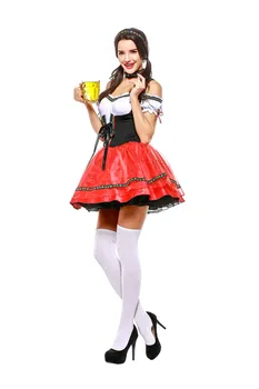 Femeile Bere Dirndl Bere Oktoberfest Fata Doamnelor Costum De Bavaria Partidul Francez Costum De Halloween Rochie Fancy