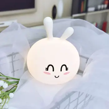 Drăguț Bunny Silicon Lumina de Noapte LED Atmosfera Lampă de Noptieră USB Reîncărcabilă Decorative Ambient Lampa de Birou Cadouri pentru Copii