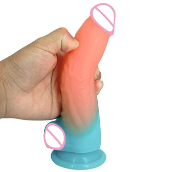 Fluorescente Realist Vibrator Anal Vaginal Masturbator Jucarii Sexuale pentru Femei Cupluri Duo Jeleu Dick ventuza Penisului Penis Luminos