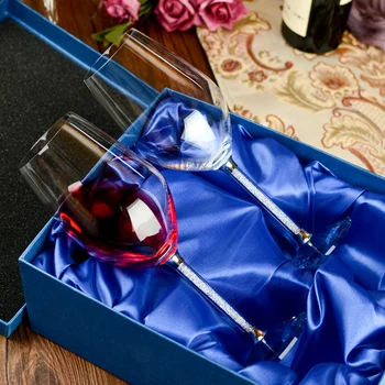 2 Buc Pahare De Nunta Cupă De Vin De Sticlă Cristalină Petrecere De Lux Prăjire De Înaltă Calitate De Cristal Pietre Design