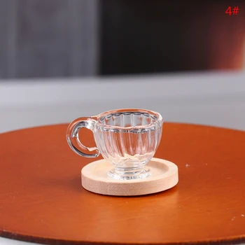 1/12 Acrilice Ceașcă de Cafea Ceașcă de Ceai cu Farfurie Transparent casă de Păpuși în Miniatură Tacamuri Accesorii pentru Păpuși