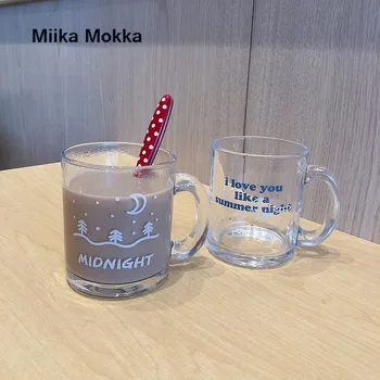 Cana de sticla cu Maner Transparent micul Dejun Lapte de Ovăz Cupa Office Acasă Două Cesti de Apa Bucatarie Drinkware Ceașcă de Cafea