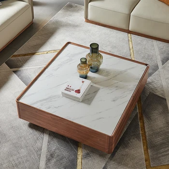Ușor Italian de lux din lemn masiv complet pătrat rock bord ceai de masă de sufragerie din lemn masiv, modern, simplu de abanos ceai tabelul 1.2 m