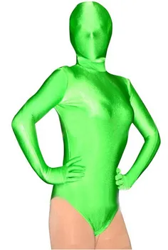 Verde Strălucitor Spandex Dresuri Unisex Fetish Zentai Costum Tricou Catsuit Poate Personaliza