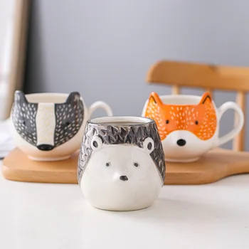 Ceramica Creative Ceașcă de Cafea de Animale Drăguț 3D Fox Vaca Panda Mare Capacitate Desene animate micul Dejun Lapte de Băut Cani si Cesti 330ml