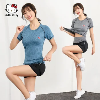 Pantaloni Scurți originale Tricou Hello Kitty Kawaii Femei pentru Femei Costum de Sport de Moda și de Agrement de Funcționare Haine Pantaloni de Yoga Haine