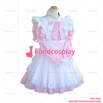 Fondcosplay adult sexy cross dressing sissy menajera scurt blocabil copilul roz rochie de bumbac alb uniform șorț CD/TV [G1615]