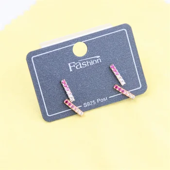 ZFSILVER s925 Argint de Design de Moda Diamant Roz-set Scrisoare pe care am Cercei Stud Bijuterii Pentru Femei Farmec Petrecere de Fete Cadouri