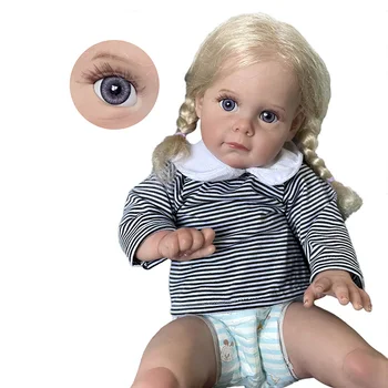 60CM Bebe Papusa Reborn Copilul Maggi în Negru Rădăcini de Păr Soft Touch Piele 3D de Inalta Calitate cu Papusa