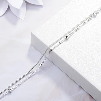 JMYUMI Argint 925 Simplu Strat Dublu Lanț de Șarpe Lanț de Șirag de mărgele Brățară Pentru Femei Cadouri Bijuterii S-B366