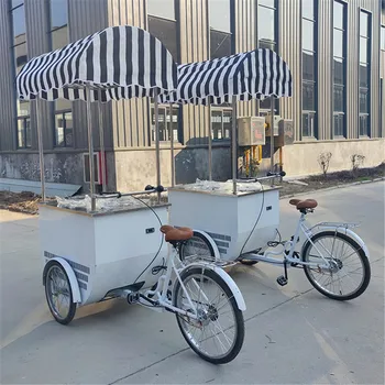 Mici Popsicle Tricicleta Livrare Vânzătorul de Înghețată Moale, Biciclete, Cărucioare de Alimente Stradă Automat de Biciclete cu Congelator
