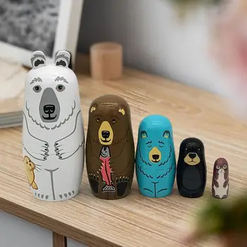 5x Urs Matryoshka Decor Păpuși Cuiburi rusă pentru care Doresc Cadou de Casa