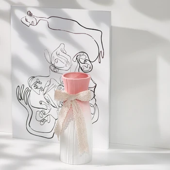 Noi de Vânzare Treptată roz Nordic din ceramică vaze de flori uscate decor acasă pridvor elemente de recuzită, decor camera de zi art aranjament de flori