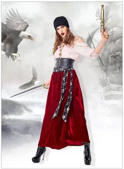 Femei Sexy Pirat Cosplay Regina Mare Rochie de Pirat Adult Fată Costum de Costume de Halloween și Headband Set