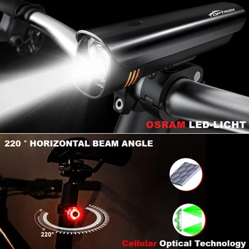 Toptrek Biciclete Lumina IPX5 Impermeabil LED Faruri de Bicicletă Ciclu de Ghidon Lanterna USB de Încărcare MTB de Ciclism Rutier Seturi de Lumina