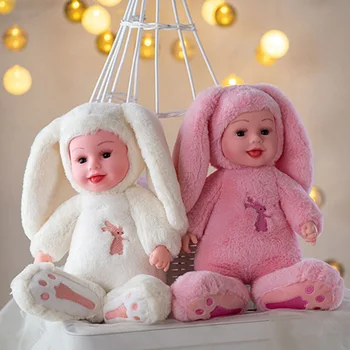 37CM Copilul Doarme Papusa Simulare Iepure Copil Confort Păpuși de Dormit Baby Doll Papusa de Plus Cadou de Ziua de nastere Pentru Fete și Băieți