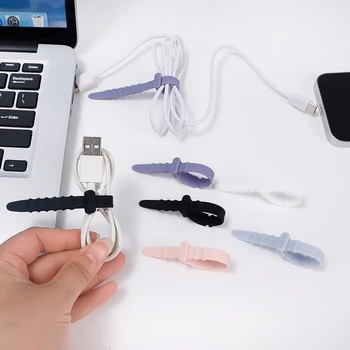 5Pcs Silicon Cablu de Date Telefon Bobinator Birou Casti Clip Organizer Cablu Cravată Pentru Mouse-ul pentru Căști Încărcător Cablu de Titular Curea 2022