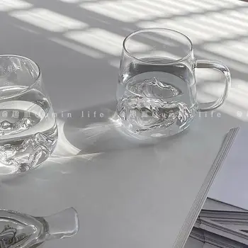 Sticlă De Munte Vizualizarea Cu Mâner Ceașcă De Ceai Cana De Apa Rotund Vin Ceașcă De Cafea Cu Lapte De Uz Casnic Potabilă Ustensilă Transparent
