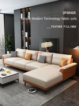 Minimalist de unică folosință tehnologie pânză canapea, de mari dimensiuni camera de zi, lumina de lux, moderne pânză simplu canapea combinație