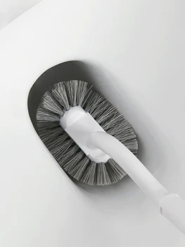 Baie Alb Perie Wc Montat Pe Perete Titularul Creative Adeziv Trump Perie De Toaletă Lung Moderne Instrumente De Curățare Acasă De Prindere