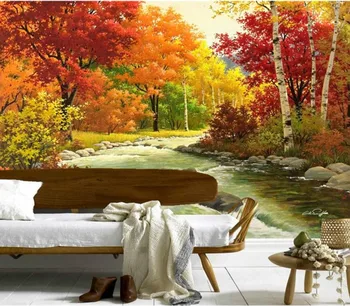 Personalizate 3d murală,arțar Roșu pădure, râu picturi papel de parede,hotel, restaurant, camera de zi canapea TV de perete tapet dormitor