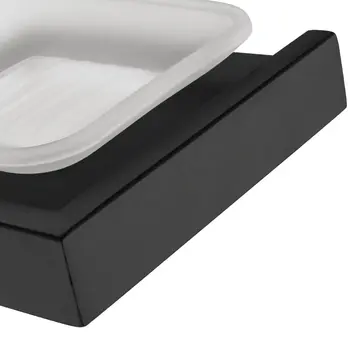 AUSWIND negru detergent de vase montat pe perete cu baza pătrată din oțel inoxidabil baie săpun preparate pentru accesorii baie cu geam QSNLHQ
