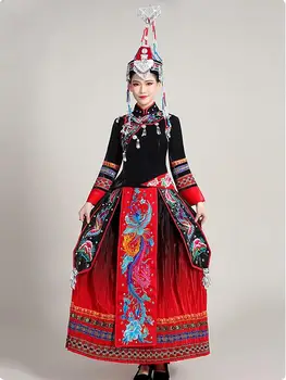 Populară chineză rochie de Dans A grup Etnic Femei Performanță Etapă Hmongb Primăvară