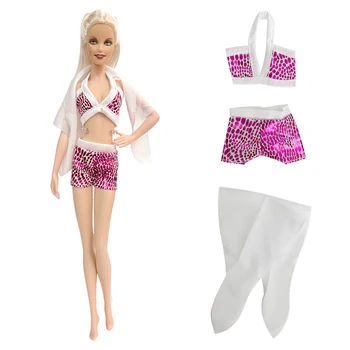 NK set Papusa Printesa Modei în Costume de baie BIKINI Pantaloni șal Plajă, Baie de Haine Pentru Papusa Barbie Accesorii Jucării pentru Copii 72A 7X