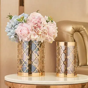 Masă Vaze Europa Vaza de Flori Formă Geometrică de Aur de Metal Gol Flori de Trifoi Suport pentru Acasă/Decor Nunta Cadouri G068
