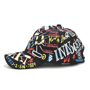 2019 Noi Unisex, Femei, Bărbați Pălării Reglabil Alb-Negru Imprimare Color Graffiti Șapcă de Baseball Pentru Tata snapback Pălării Os capace