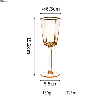 Nordic de Inalta clasa hexagonale Ciocan dungă cu ramă de aur pahar de vin Cristal de Sticlă de Șampanie Cupa de uz Casnic pahar de Whisky Cana de Apa