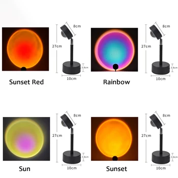 2021 4 culori nou apus de soare, lumina curcubeu 180 de grade rotative proiector LED dormitor bar atmosfera de petrecere decor de lumină