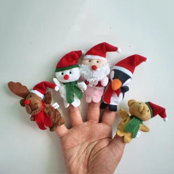 Set de 5 buc de Crăciun Marionete Deget Moș Crăciun, om de Zăpadă Elan de Pluș Jucărie Animal de Pluș Moale Papusa de Mana Muppet copii Copii Cadou